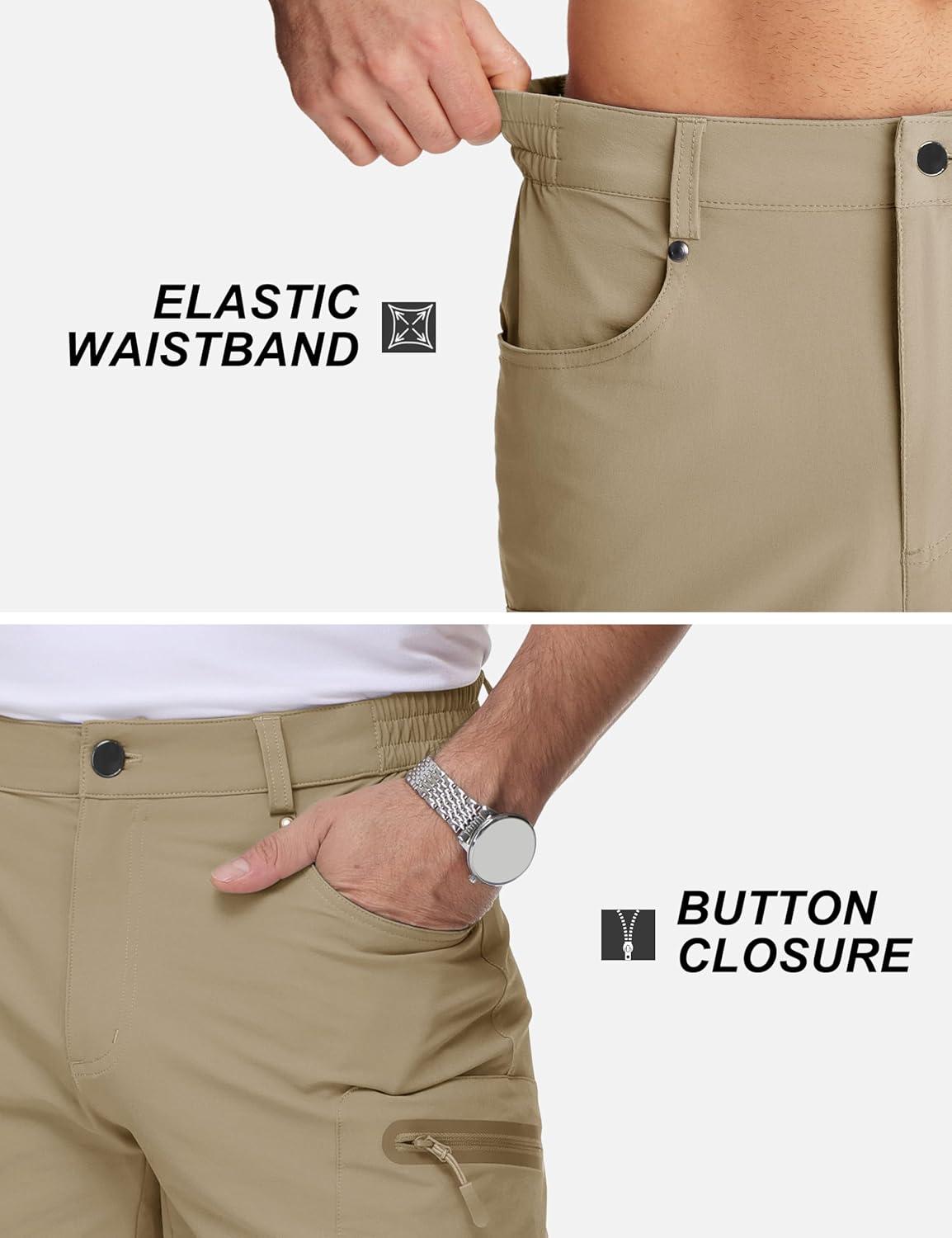 imageTACVASEN Mens Hiking Cargo Shorts 10 Quick Dry Lightweight Casual Summer Outdoor Golf Shorts with 5 Zipper Pockets04 Khaki